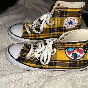 Yellow plaid high top earth collection converse